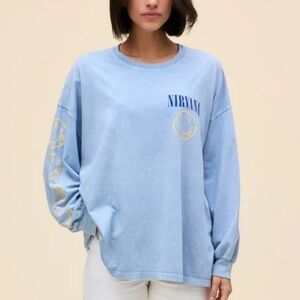 DAYDREAMER Nirvana 1993 Tour Long Sleeve Powder Blue Tee One Size Women's
